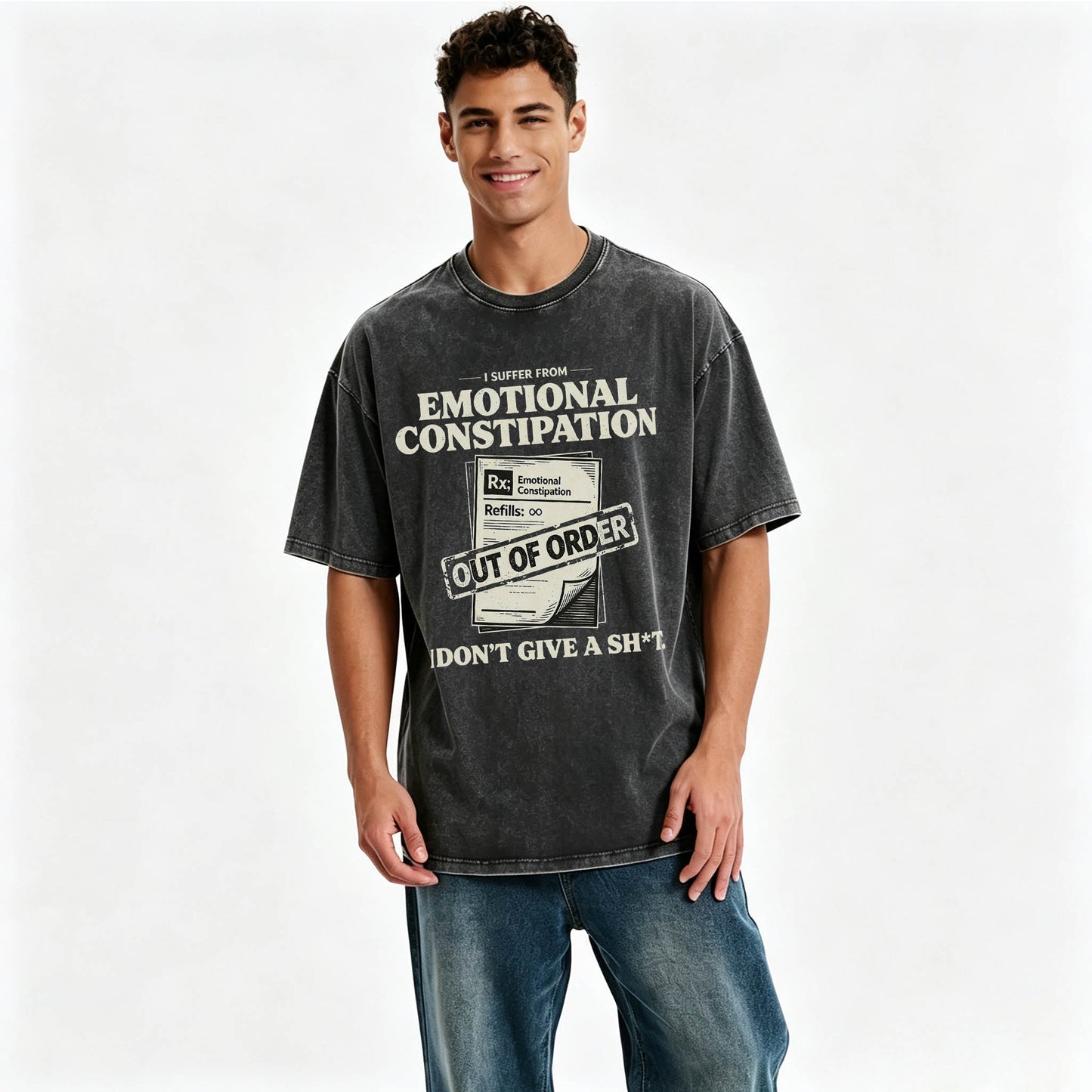 Emotional Constipation Vintage Washed Graphic Tee | Sarcastic Unisex T-Shirt