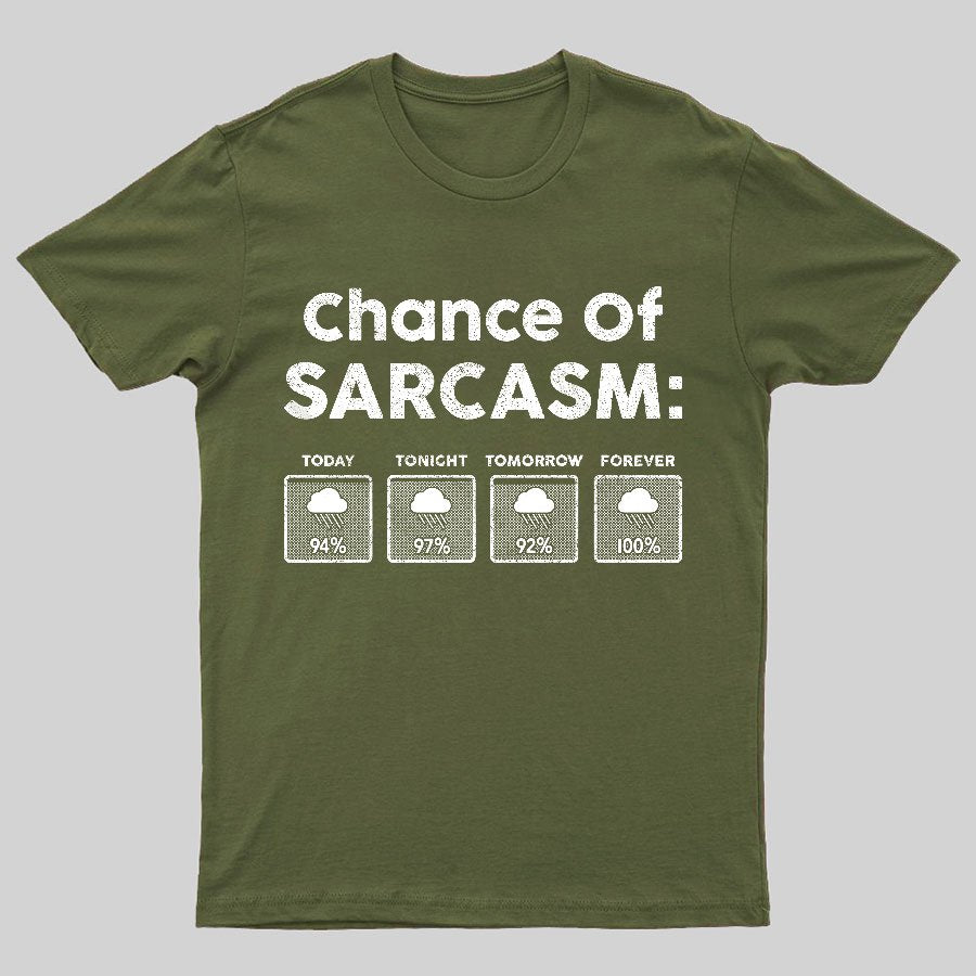 Chance of Sarcasm 100% Forecasted Nice Guy Geeky T-Shirt