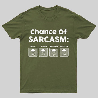 Chance of Sarcasm 100% Forecasted Nice Guy Geeky T-Shirt