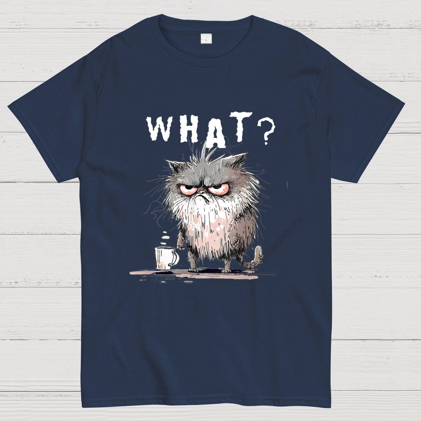 Bad Temper Feline With Coffee Grumpily Catty Funny T-Shirt