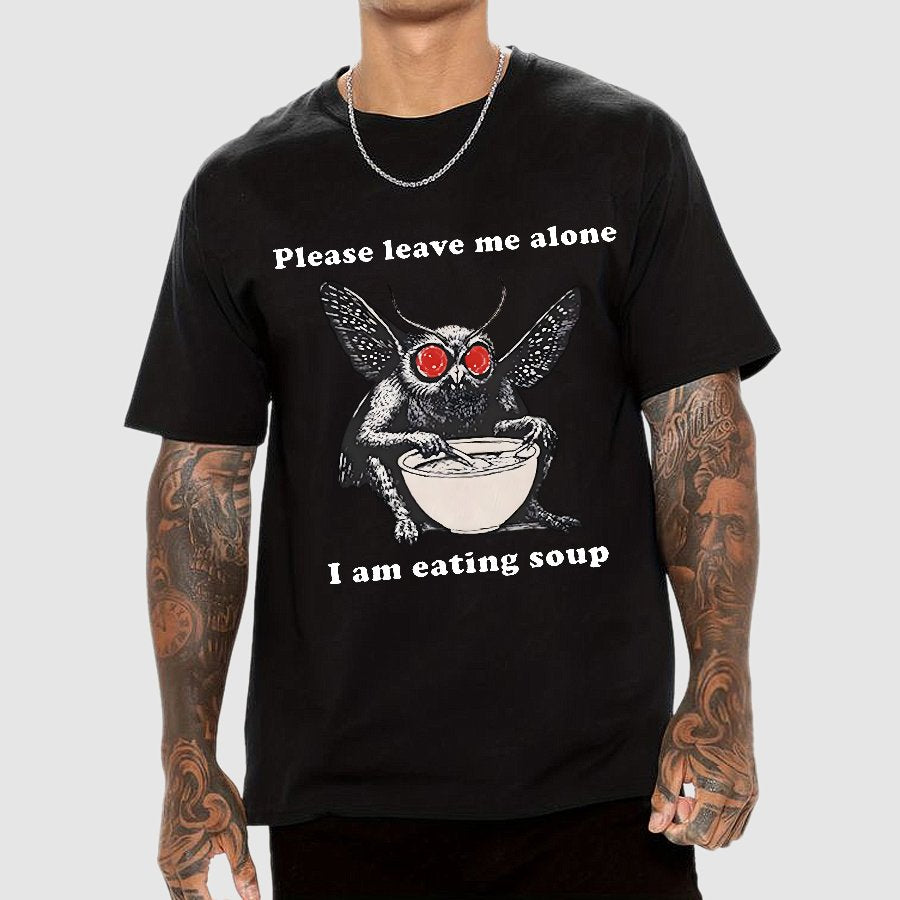 Mothman Eating Soup Please Leave Me Alone I Am Eating Soup Geek T-Shirt