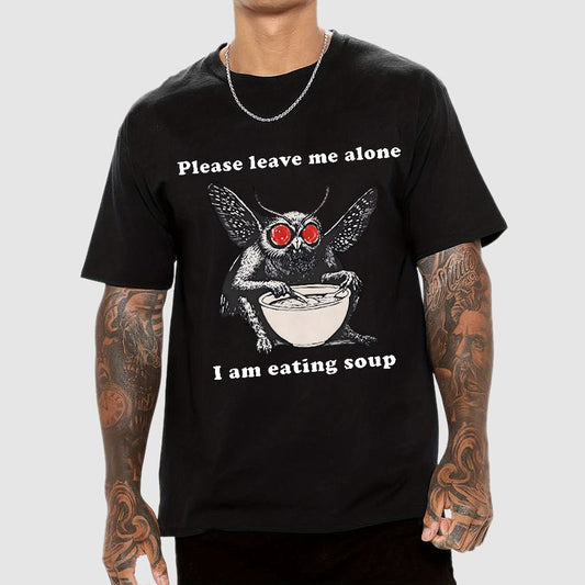Mothman Eating Soup Please Leave Me Alone I Am Eating Soup Geek T-Shirt