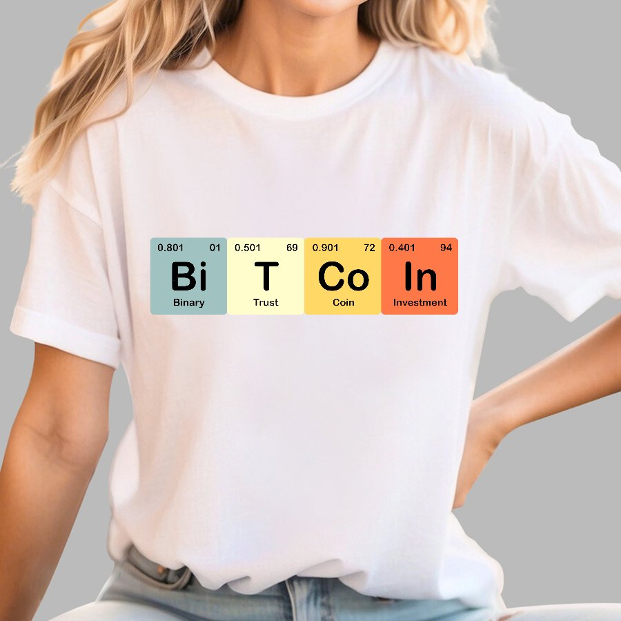 Bitcoin Periodic Table Cryptocurrency BTC Funny Vintage Geek T-Shirt