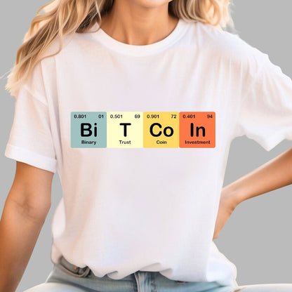 Bitcoin Periodic Table Cryptocurrency BTC Funny Vintage Geek T-Shirt