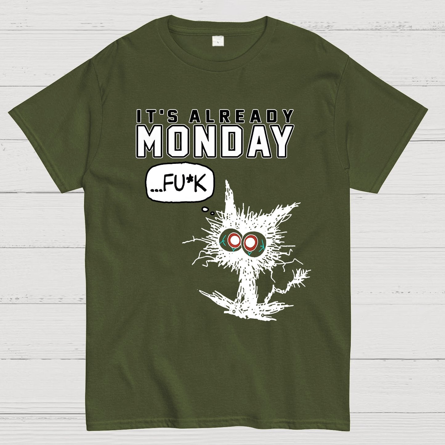 It's Already Monday Funny Cat Geek T-Shirt