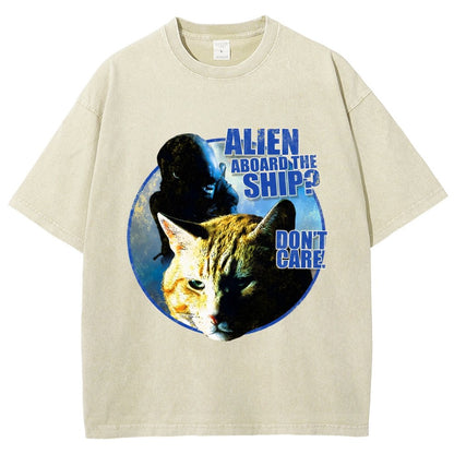 Top Cat Alien Aboard The Ship Don’t Care  Vintage Distressed T-shirt