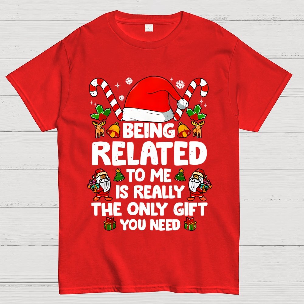 Christmas Funny 'Being Related to Me Is Really the Only Gift You Need' Geek T-Shirt
