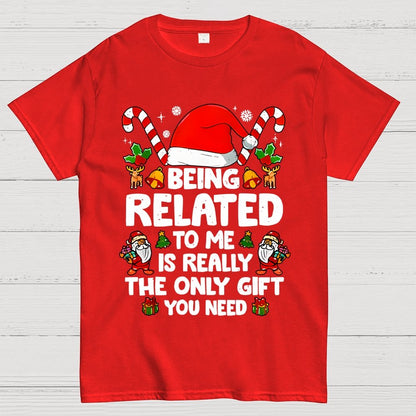 Christmas Funny 'Being Related to Me Is Really the Only Gift You Need' Geek T-Shirt