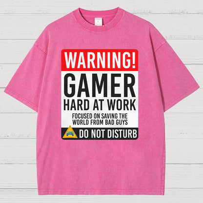 Warning Gamer Hard At Work - Geek Gamer Vintage Distressed T-shirt