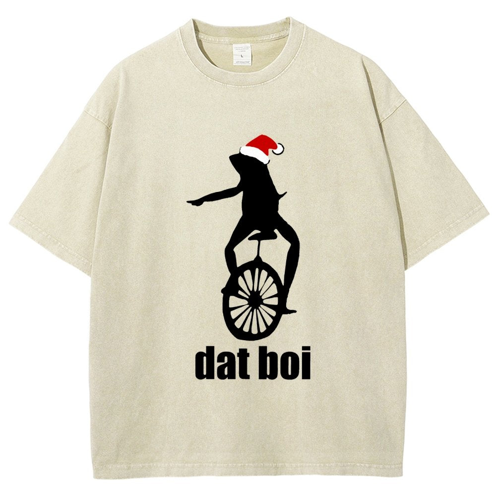 Christmas Here Comes Dat Boi Waddup Meme Vintage Distressed T-shirt