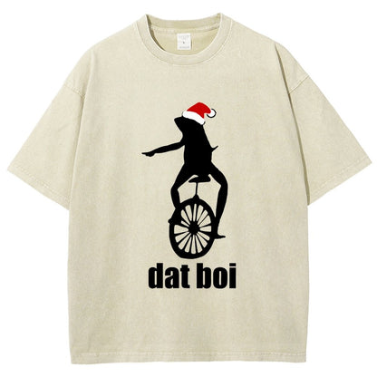 Christmas Here Comes Dat Boi Waddup Meme Vintage Distressed T-shirt