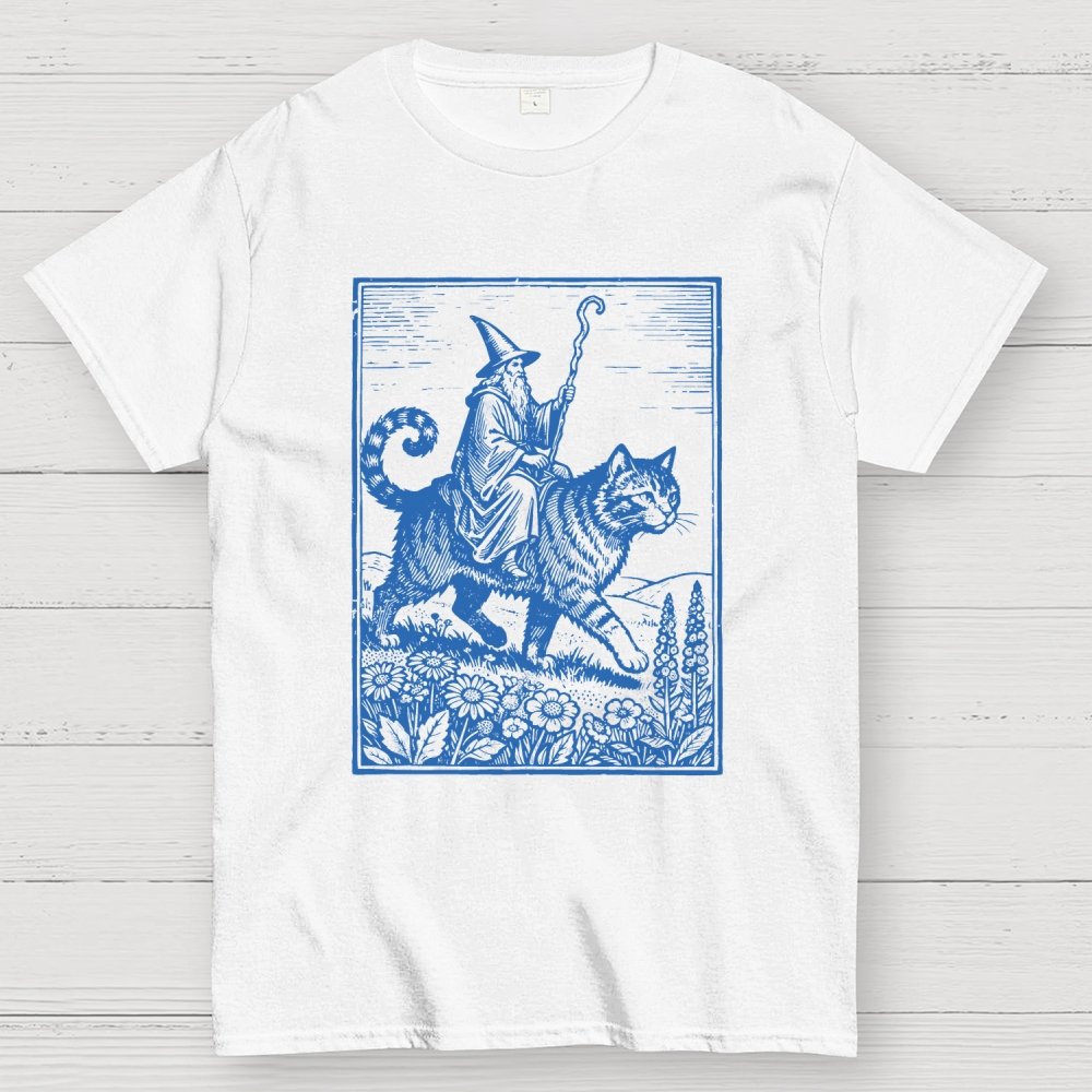 Wizard Cat Rider Geek T-Shirt