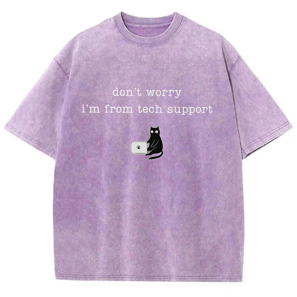 Don't Worry I'm From Tech Support Cat Vintage Distressed T-shirt