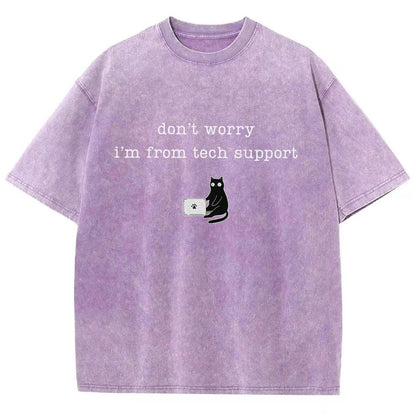 Don't Worry I'm From Tech Support Cat Vintage Distressed T-shirt