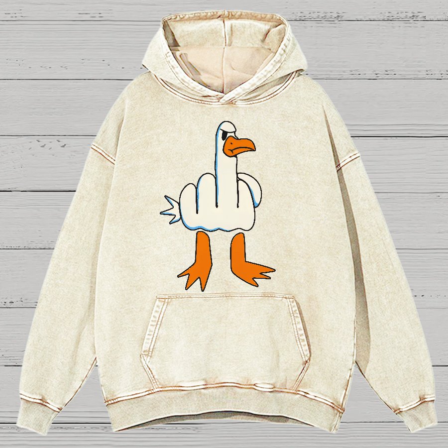 Rude Seagull Design Funny Vintage Distressed Hoodie