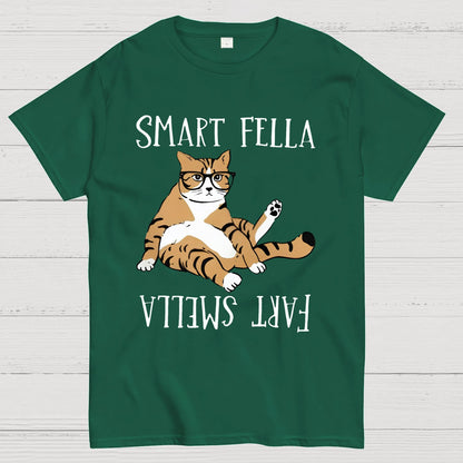 Smart Fella , Fart Smella, Funny Cat Geek T-Shirt