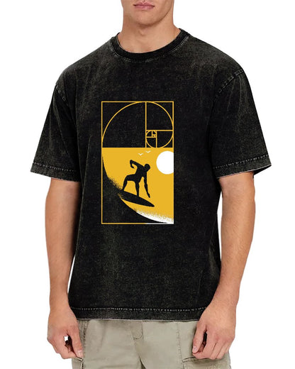 Golden Spiral Wave Geek Vintage Distressed T-shirt