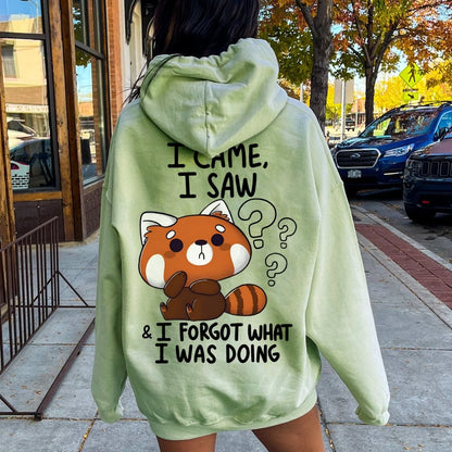 Forgetful Red Panda Printed Back Unisex Cotton Hoodie