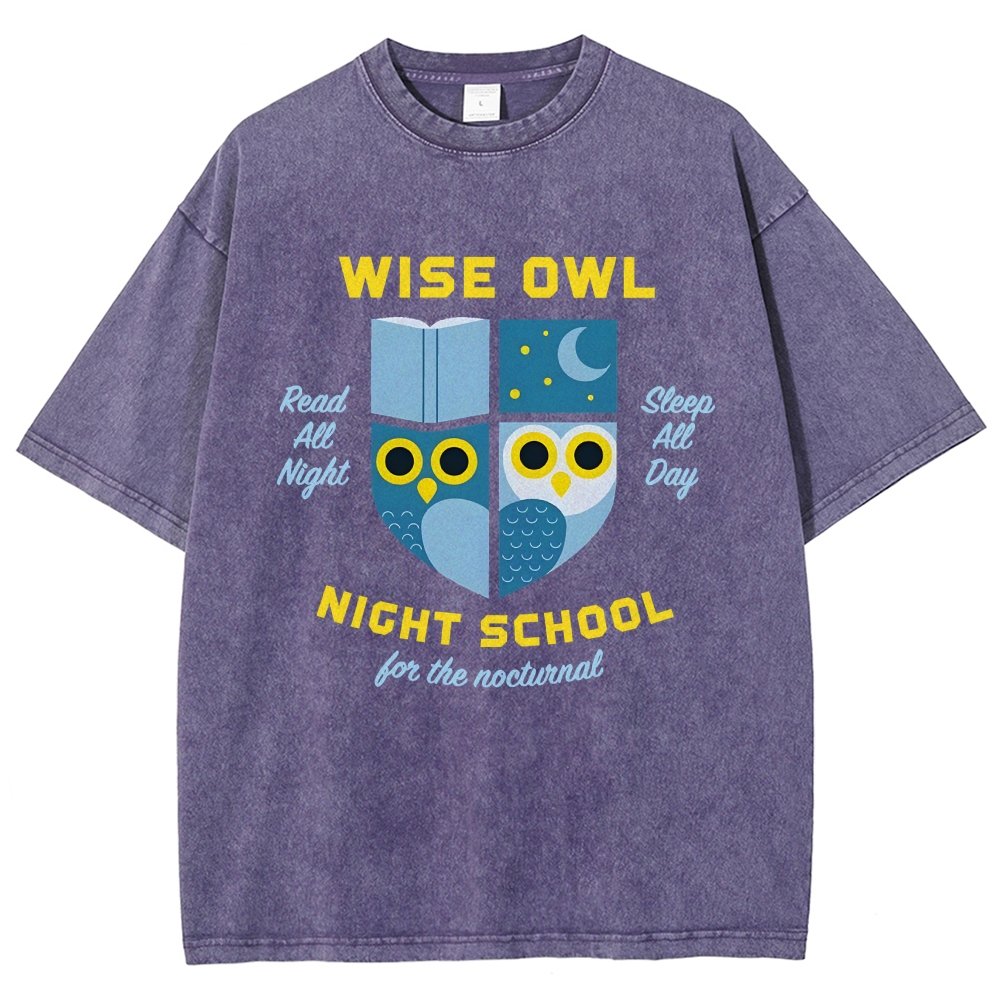 Wise Owl Night School Vintage Distressed T-shirt