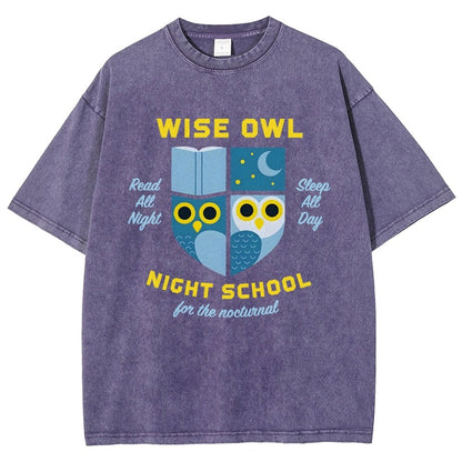 Wise Owl Night School Vintage Distressed T-shirt