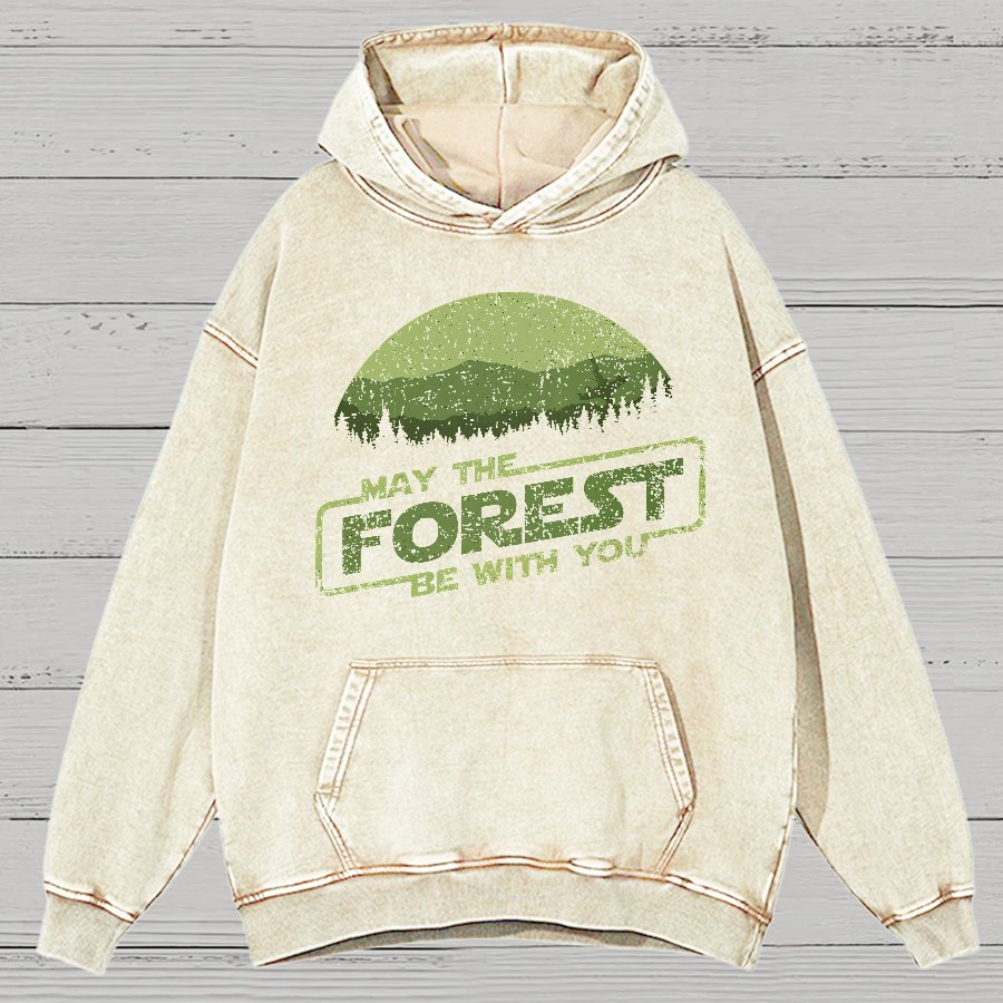 Retro Forest Moon Vintage Distressed Hoodie