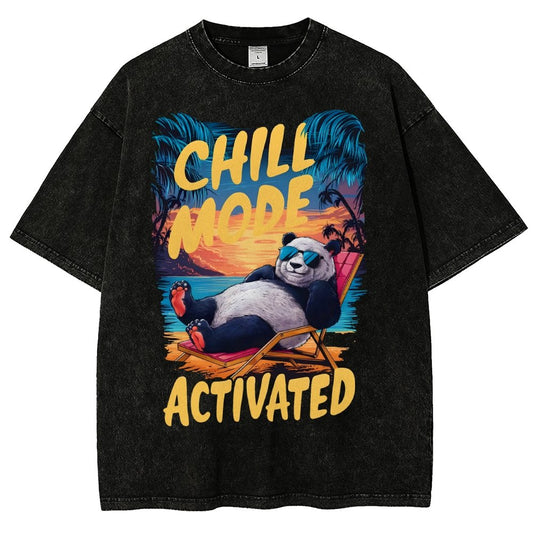 Giant Panda Holiday Art Print Vintage Distressed T-shirt