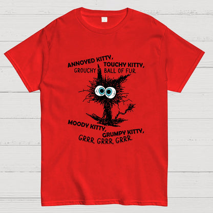 Annoyed Kitty Touchy Kitty Grouchy Ball Funny Geeky T-Shirt