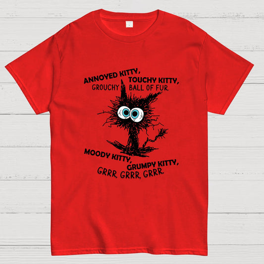 Annoyed Kitty Touchy Kitty Grouchy Ball Funny Geeky T-Shirt