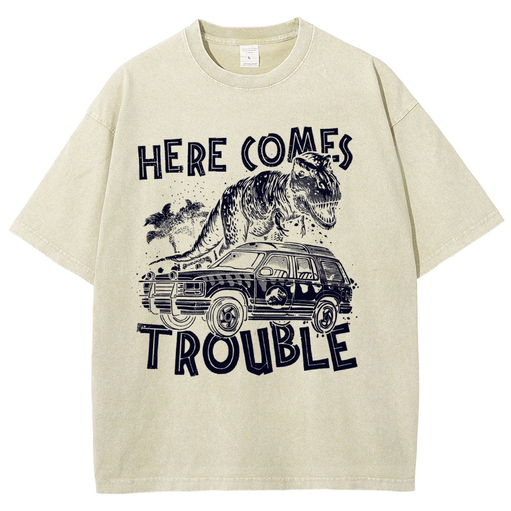 Here Comes Trouble Vintage Distressed T-shirt