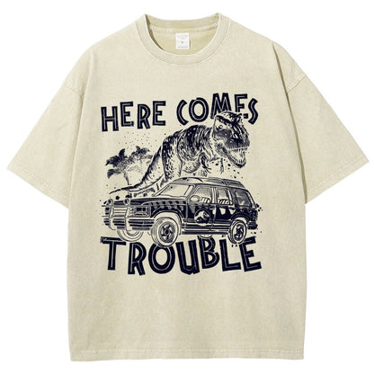 Here Comes Trouble Vintage Distressed T-shirt