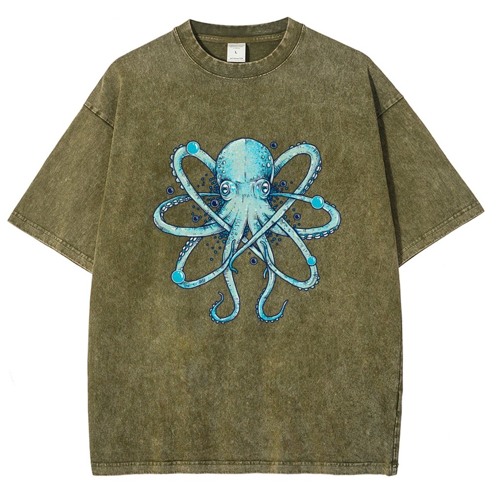 Atomic Octopus Vintage Distressed T-shirt