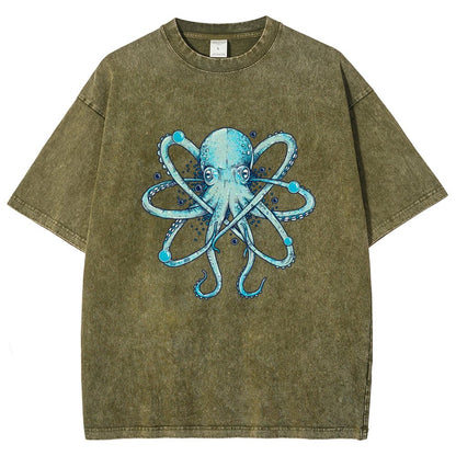 Atomic Octopus Vintage Distressed T-shirt