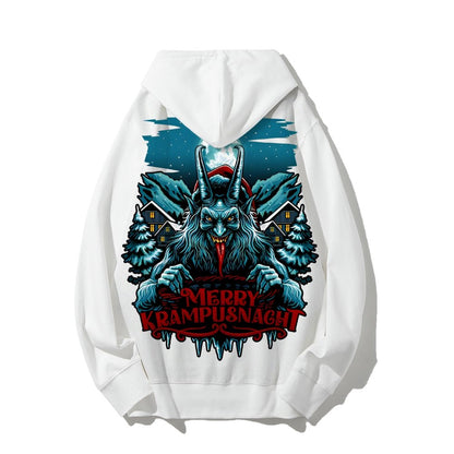 Merry Krampusnacht Christmas Geek Printed Back Cotton Hoodie