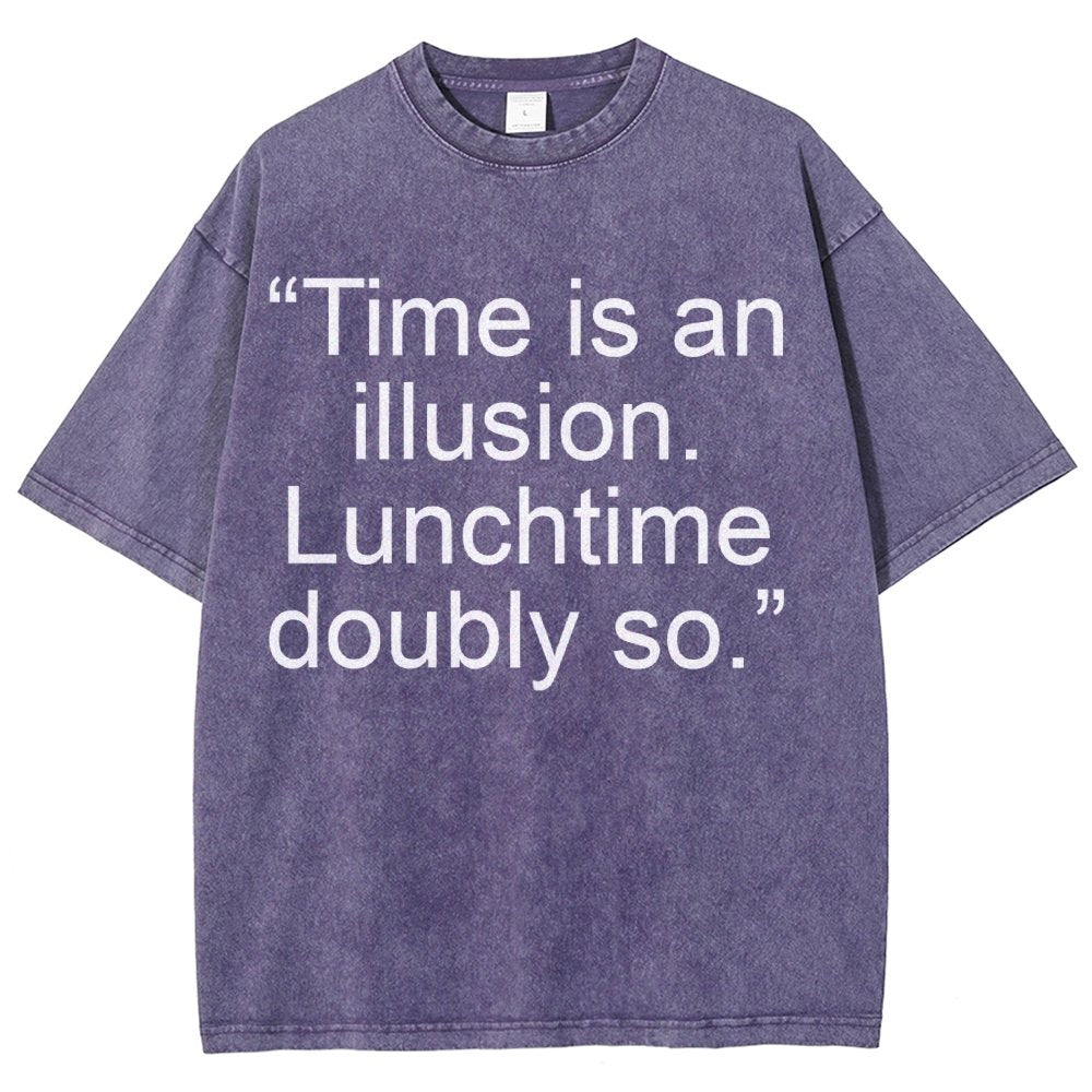 Douglas Adams - “Time is an illusion. Lunchtime doubly so.” Vintage Distressed T-shirt