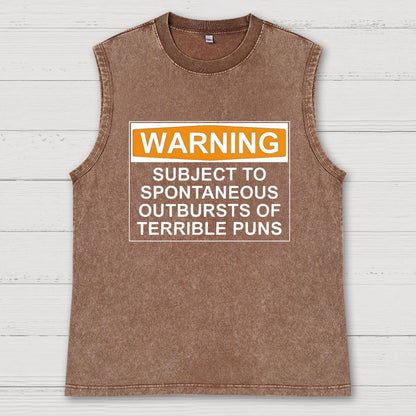 Warning - Terrible Puns! Vintage Distressed Washed Tank
