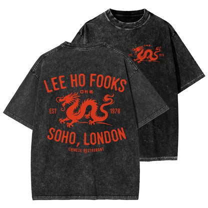 Lee Ho Fooks Front And Back Printing Washed T-shirt