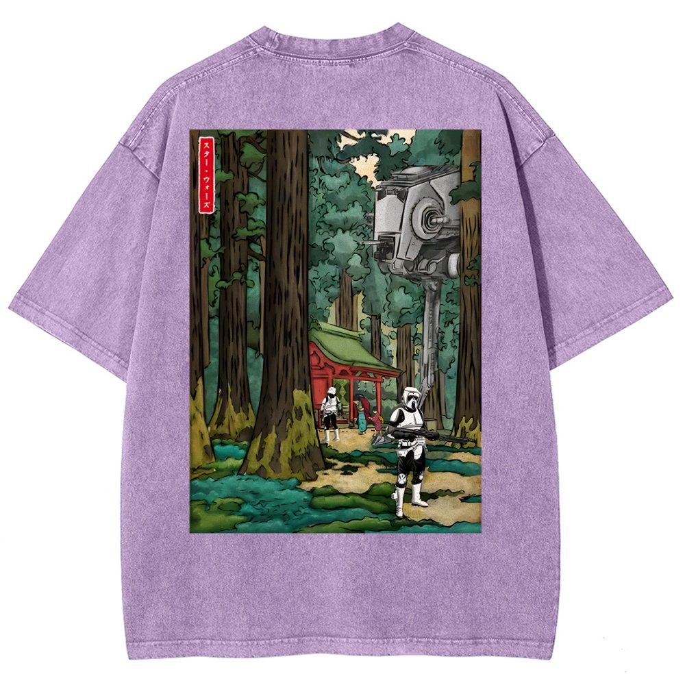 Cosmic Realm In Japanese Forest Washed T-Shirt