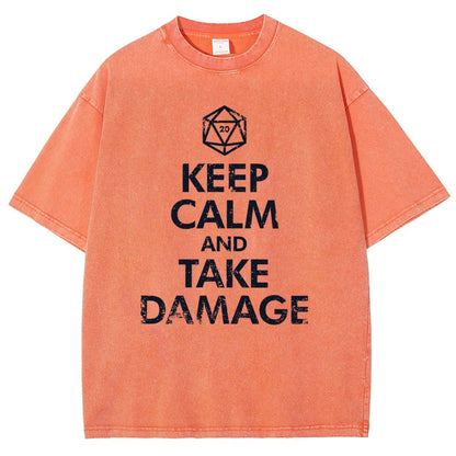 Keep Calm and Take Damage Vintage Distressed T-shirt