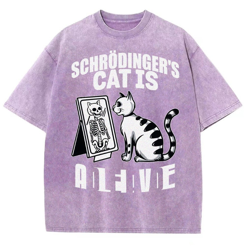 Schrödinger's Cat Dead And Alive Männer Vintage Distressed T-shirt