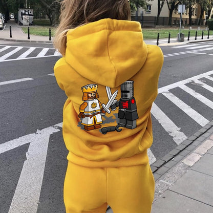 King Vs Knight Printed Back Unisex Cotton Hoodie