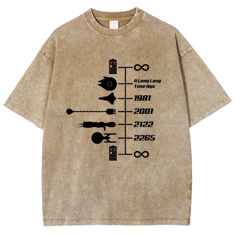 Sci-Fi Timeline Graphic  Classic Movie Spaceships  Nostalgic Space Travel Vintage Distressed T-shirt