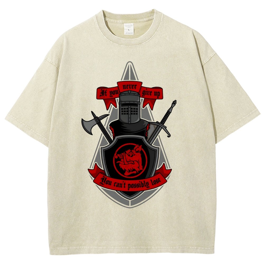 Never Give Up Vintage Distressed T-shirt