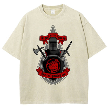 Never Give Up Vintage Distressed T-shirt