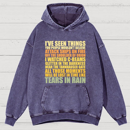 Tears In Rain Vintage Distressed Hoodie