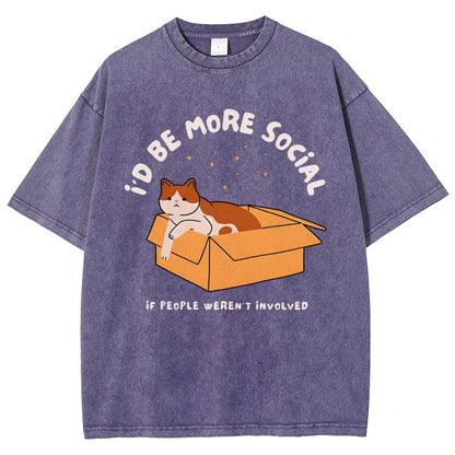 I'd Be More Social Vintage Distressed T-shirt