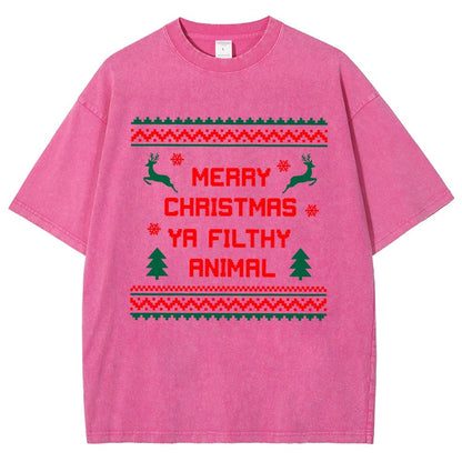 Merry Christmas Ya Filthy Animal funny Vintage Distressed T-shirt