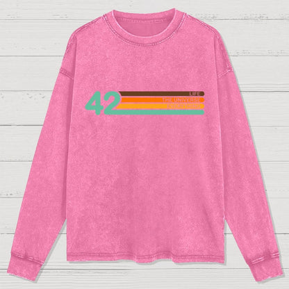 42  Life The Universe And Everything Washed Long Sleeve Tee