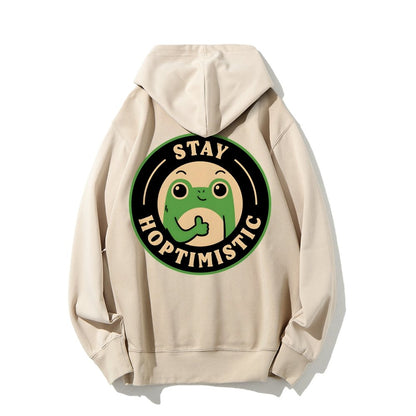 Stay Hoptimistic Printed Back Unisex Cotton Hoodie