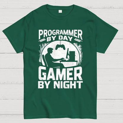 Programmer By Day Gamer By Night Computer Programming T-Shirt