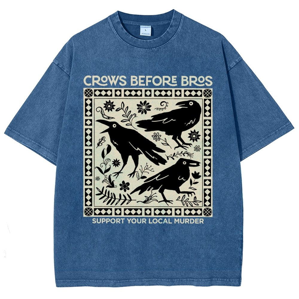 Crows Before Bros Vintage Distressed T-shirt